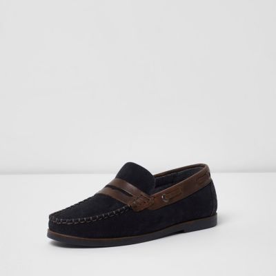 Boys navy loafer shoes